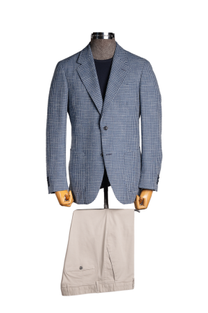 CARLO BARBERA Blue Houndstooth Notch Lapel