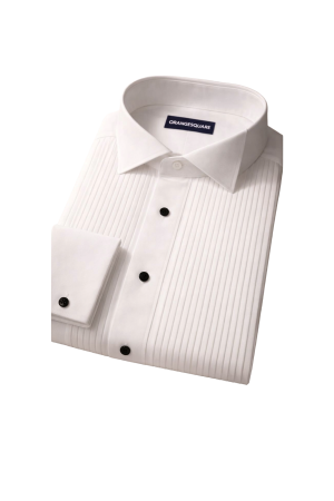 White Pleated-Front Tuxedo Shirt