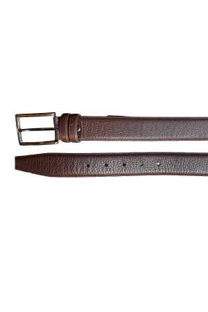 Textured brown leather belt